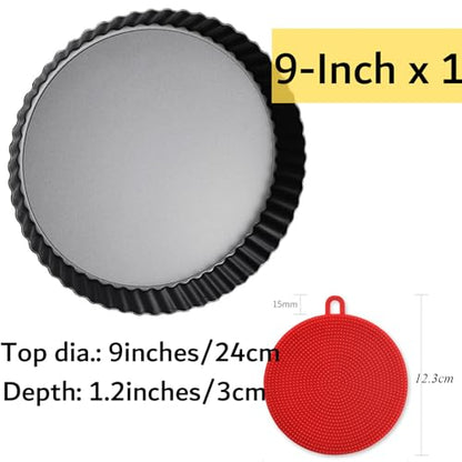 DATANYA Tart Pan 9 Inch Tart Pans Removable Bottom, Non-Stick Quiche Pan Carbon Steel Heavy Duty Pie Pan 9 Inch Tart Pan Loose Bottom, extra high of 1.2 Inches