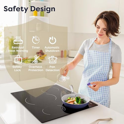 CIARRA 30 inch Induction Cooktop 4 Burners, 8200W Built-in Induction Stovetop with Booster, Timer & Safety Lock – Professional Heavy‑Duty