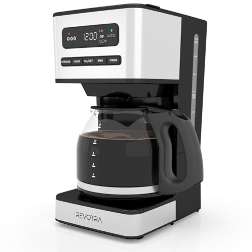 REVOTRA 12 Cup Programmable Coffee Maker, Hot and Iced Coffee Makers, Regular & Strong Brew Drip Coffee Machine, 1-4 Cup, 24H Timer, Auto Shut-Off, Keep Warm, Pause & Serve