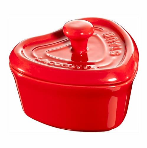Staub Ceramic 3-pc Mini Heart Cocotte Set - Cherry, Pink, White