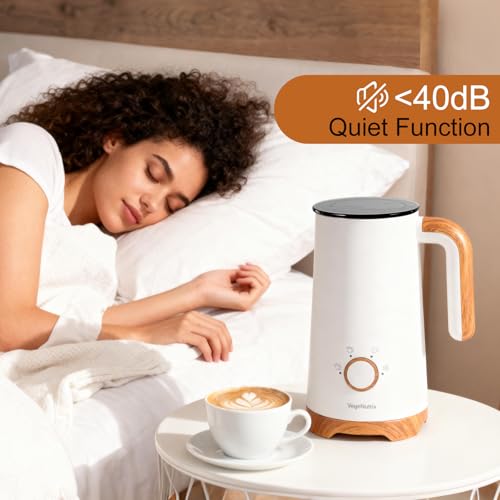Milk Frother, Electric Milk Frother and Steamer 400W, Automatic Warm and Cold Foam Maker and Milk Warmer 4 in 1 with 2 Whisk for Latte, Cappuccino, Macchiato, Hot Chocolate Coffee