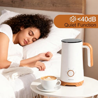 Milk Frother, Electric Milk Frother and Steamer 400W, Automatic Warm and Cold Foam Maker and Milk Warmer 4 in 1 with 2 Whisk for Latte, Cappuccino, Macchiato, Hot Chocolate Coffee
