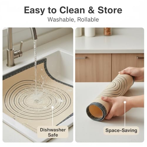 Silicone Baking Pastry Dough Mat - 28x20Inch Extra Large Cookie Bread Rolling Mats Sheet, Nonstick Kitchen Counter Kneading Board Thick Reusable Pie Cookies Pizza Fondant Making Matt Baking Supplies