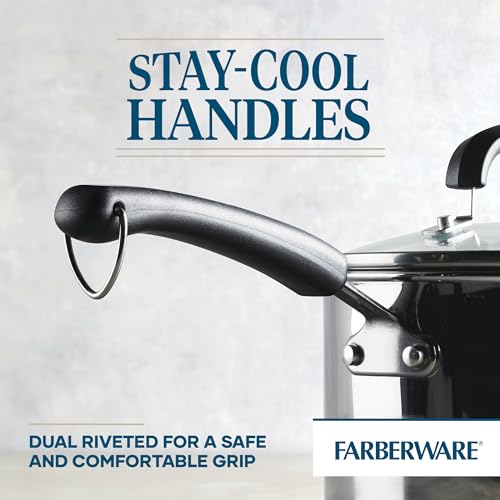 Farberware Brilliance Stainless Steel Saucepan/Saucepot with Glass Lid, 3 Quart, Dishwasher Safe and Induction Ready, Compatible with All Cooktops, Stainless Steel Kitchenware