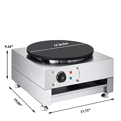 Electric Crepe Maker 16 Inch Large Pancake Machine Crepes Griddle With Wooden Spreader And Spatula