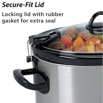 Crock-Pot SCCPVL600S Cook' N Carry 6-Quart Oval Manual Portable Slow Cooker, Silver