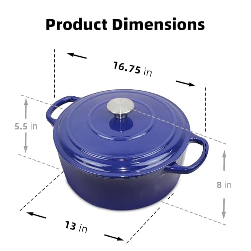 Cast Iron Enameled Pot/Casserole/Duch Oven 9 Qt. with Cover, Blue