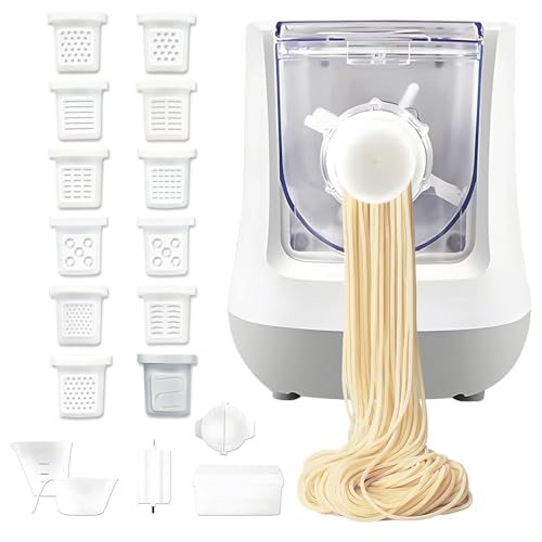 CEUGS Electric Pasta Maker, 260W Automatic Pasta Maker Machine, 500G Flour Capacity Noodle Machine, 12 Types of Noodle Molds, Pasta Making Machine for Spaghetti, Cannelloni, Dumpling and More