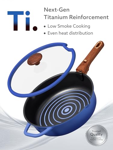 CAROTE 20Pcs Titanium Cookware Set, Pots and Pans Set Non Stick, Kitchen Cooking Set with Detachable Handle, Non Toxic Induction Cookware - Camping Cookware, Dishwasher/Oven Safe, Blue