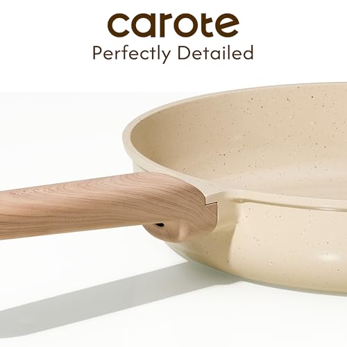 CAROTE 10" Frying Pan Set, Ceramic Frying Pan, Non-Toxic PTFE & PFOA Free Fry Pan & Omelet Pan, Compatible with Induction, Gas Cooktops