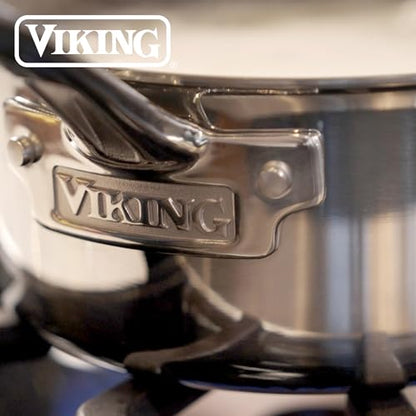 Viking PureGlide Pro 3-Ply Nonstick Sauce Pan, Made without PFAS, 3-Quart Induction Cooking Pot with Lid, Metal Utensil Safe Titanium Nonstick Surface, Oven Safe to 600F