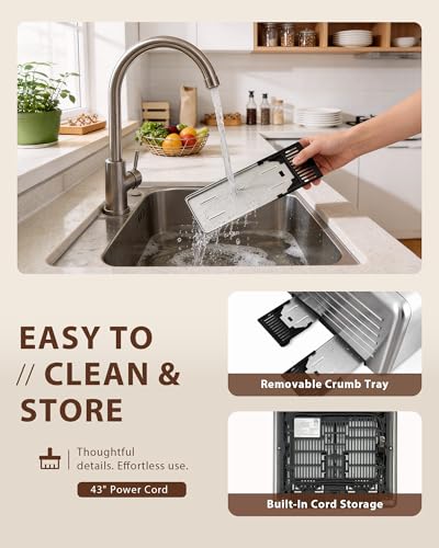 4 Slice Smart Toaster with Touchscreen, 1.5" Extra Wide Slots for Bagels & Thick Bread, Dual Independent Controls, 6 Bread Settings, Defrost, Reheat, Easy Clean, Stainless Steel, for Family Breakfast