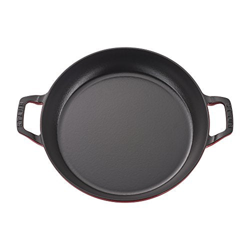 Staub Cast Iron Braiser with Glass Lid, Dutch Oven, 3.5-quart, serves 3-4, Made in France, Cherry