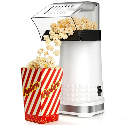 1200W Quick Popcorn Popper, ETL Certified Oil-Free Healthy Air Popper, 4.5-Quart Popcorn Maker for Movie Nights & Parties, White
