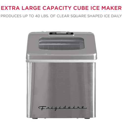 FRIGIDAIRE EFIC452-SS 40 Lbs Extra Large Clear Maker, Stainless Steel, Makes Square Ice