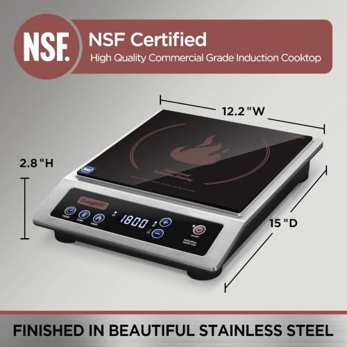 ChangBERT Professional Induction Cooktop, NSF Certified Countertop Burner, Large Coil for Even Heating, Precise Temperature Control, 10 Hours Timer, 1800W Powerful Hot Plate for Home & Commercial Use