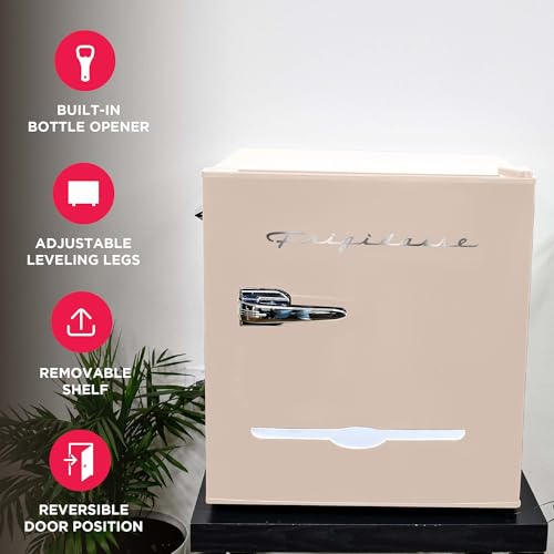 Frigidaire EFR176-CORAL 1.6 cu ft Coral Retro Fridge with Side Bottle Opener. for The Office, Dorm Room or Cabin