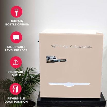 Frigidaire EFR176-CORAL 1.6 cu ft Coral Retro Fridge with Side Bottle Opener. for The Office, Dorm Room or Cabin