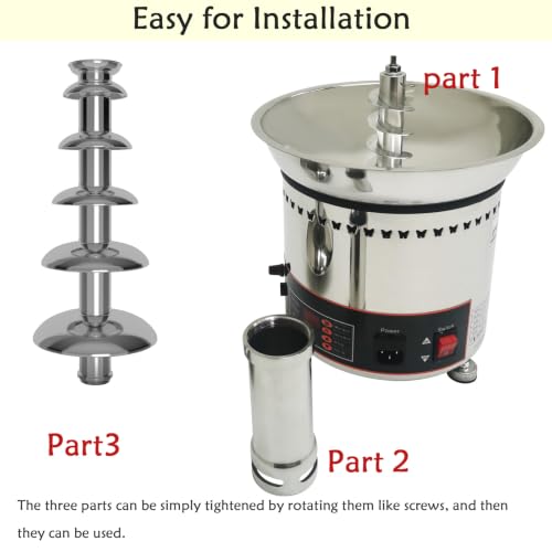 PreAsion Chocolate Fountain 110V Electric 6-Tiers Digital Chocolate Fountain Melting Machine Heating Fondue Fountain