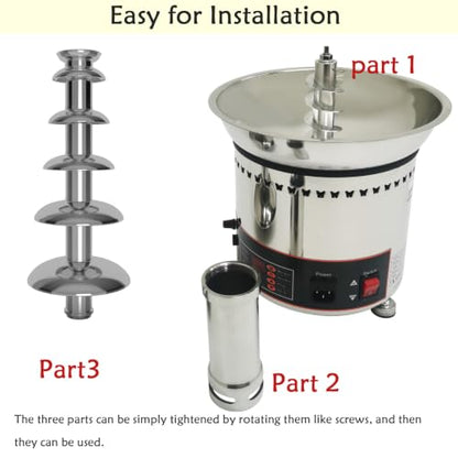 PreAsion Chocolate Fountain 110V Electric 6-Tiers Digital Chocolate Fountain Melting Machine Heating Fondue Fountain
