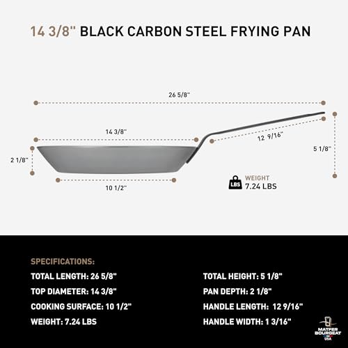 Matfer Bourgeat Black Carbon Steel Frying Pan, 14 3/8"