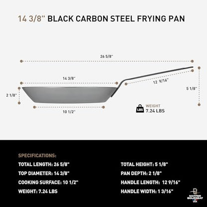 Matfer Bourgeat Black Carbon Steel Frying Pan, 14 3/8"
