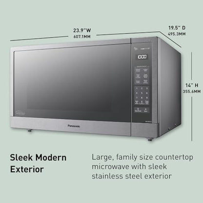 Panasonic Microwave Oven, Stainless Steel Countertop/Built-In Cyclonic Wave with Inverter Technology and Genius Sensor, 2.2 Cu. Ft, 1250W, NN-SN97JS (Silver)