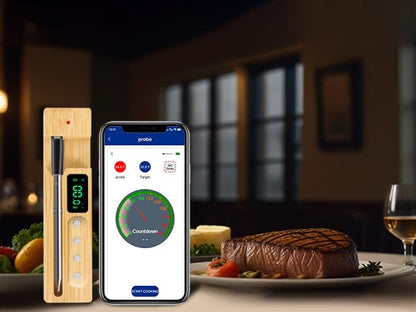 FodoThrem Smart Wireless Meat Thermometer,Digital Cooking Thermometer 700FT Remote Range,Instant Food Thermometer with Wireless Probe & Booster for Grilling and Smoking,BBQ,Oven,Kitchenr
