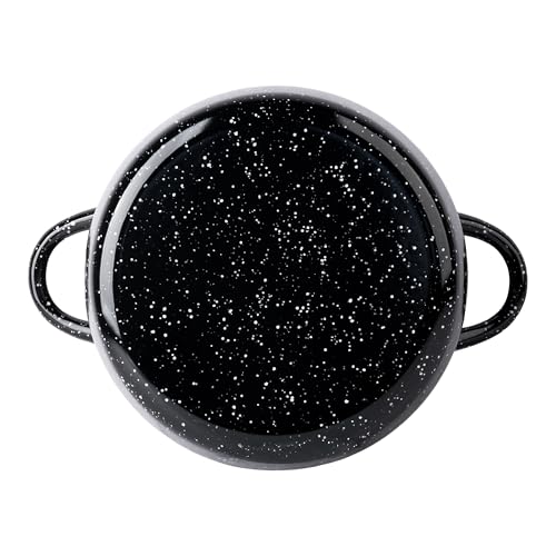 EKCO EOS 8-Quart Speckled Stockpot with Glass Lid (Black) Soup Pot for All Ranges, Dishwasher & Oven Safe up to 350°F - Non-Reactive Enameled Interior Pot for Gumbo, Stew, Boil, Pasta, Chili