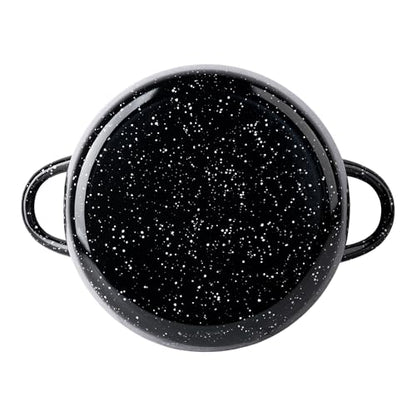 EKCO EOS 8-Quart Speckled Stockpot with Glass Lid (Black) Soup Pot for All Ranges, Dishwasher & Oven Safe up to 350°F - Non-Reactive Enameled Interior Pot for Gumbo, Stew, Boil, Pasta, Chili