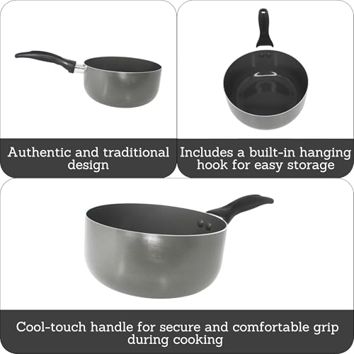 IMUSA Gray Ceramic Saucepan 2.0 Qt Nonstick with Cool-Touch Handle, Small Pot for Sauces, Soups, Stews and More