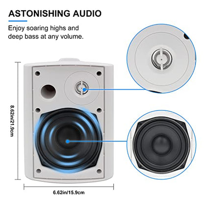 Herdio 5.25 Inches 600 Watts Passive Indoor Outdoor Speakers Wired Waterproof,Wall Mount Speakers with Loud Volume Suitable for Patio,Garden Home Theater