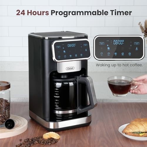 Gevi Touchscreen 12-Cup Coffee Maker, Bold & Iced Brew, Glass Carafe