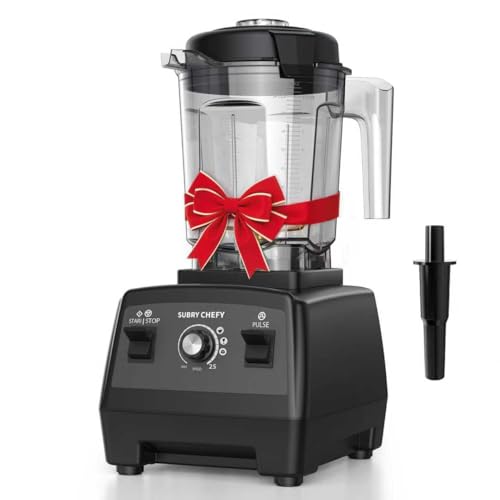 Subry Chefy Countertop Blender Pro 2000W, Professional High-Speed Blender with Powerful Brushless Motor, 25-Speed, 68oz, Heavy Duty Kitchen Blender for Smoothies, Ice Crushing & Food Prep, Black