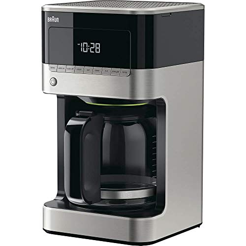Braun BrewSense 12 Cup Drip Coffee Maker - Pause & Pour Mid Brew, Coffee Machine with 24-Hour Timer & Clock, Bold & Regular Strength, 1-4 Cup Functions, Self Clean, Auto Shutoff, Stainless Steel