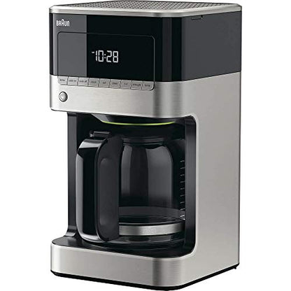 Braun BrewSense 12 Cup Drip Coffee Maker - Pause & Pour Mid Brew, Coffee Machine with 24-Hour Timer & Clock, Bold & Regular Strength, 1-4 Cup Functions, Self Clean, Auto Shutoff, Stainless Steel