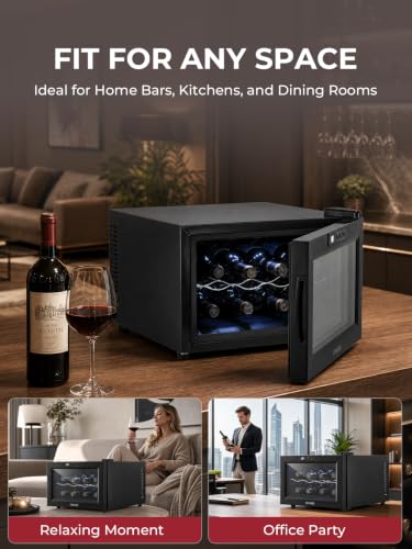 FOHERE 8 Bottles Wine Cooler Refrigerator, Small Wine Fridge Freestanding