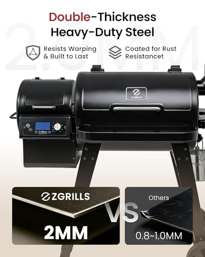 Z GRILLS 2026 Wood Pellet Grill & Smoker with PID V3.0 Controller, 459 Sq in Cook Area, Meat Probe, Foldable Shelf&Side Shelf, 8 in 1 BBQ Grill Outdoor Auto Temperature Control, Black, 450A