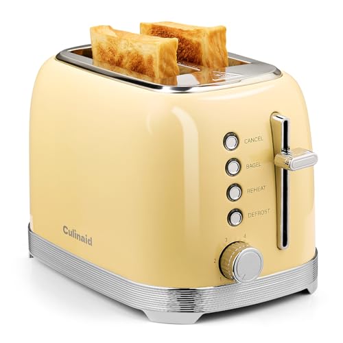 Culinaid Toaster 2 Slice Retro Stainless Steel, Yellow