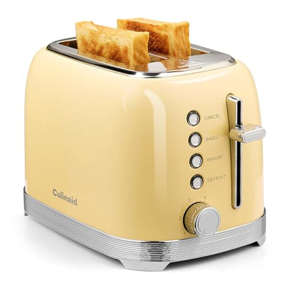 Culinaid Toaster 2 Slice Retro Stainless Steel, Yellow