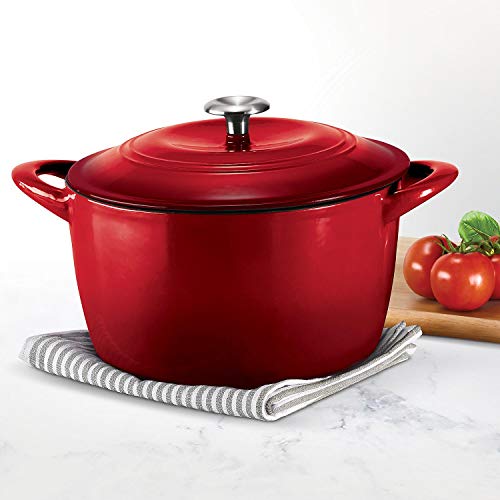 Tramontina Enameled Cast Iron 7-Quart Covered Round Dutch Oven (Red)