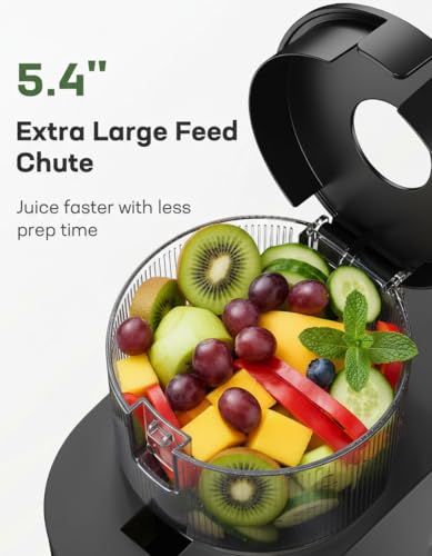Marsail Slow Masticating Cold Press Juicer Machines, High Juice Yield, Self-Feeding with 5.4” Large Chute for Whole Vegetables & Fruits, Reverse Function