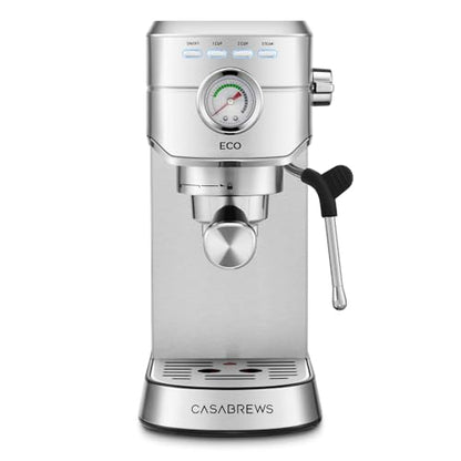 CASABREWS CM5418ECO Espresso Machine 20 Bar, PFAS-Free Espresso Maker with Steam Wand, Stainless Steel Coffee Machine with 34oz Removable Water Tank for Cappuccino, Small Latte Machine, Silver
