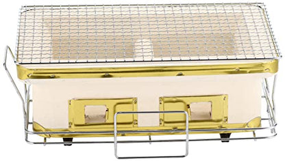 BUNDOK BD-383 Oblong Shichirawa Large, Charcoal, Diatomaceous Earth, Beige, Stand Included (For 3-4 People)