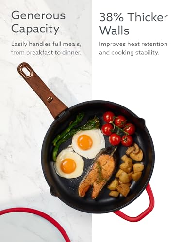 CAROTE 20Pcs Titanium Cookware Set, Pots and Pans Set Non Stick, Kitchen Cooking Set with Detachable Handle, Non Toxic Induction Cookware - Camping Cookware, Dishwasher/Oven Safe, Red
