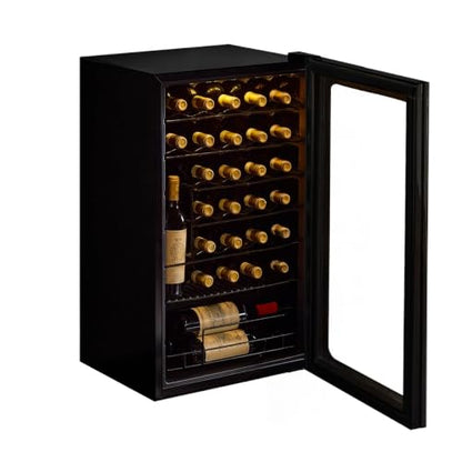Wine Enthusiast 33-Bottle Compressor Wine Cooler w/Upright Bottle Storage - Freestanding 3.3 Cu. Ft. Wine Refrigerator, LED Digital Control Panel, Energy-Efficient Cooling of 41-64°F