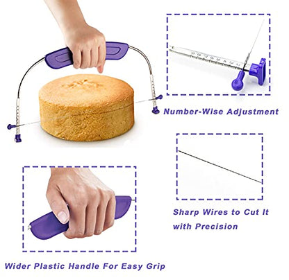 WAFJAMF Adjustable Cake Leveler Cutter for Leveling Tops, Suitable for 10 Inch Cake, Professional Cake Slicer with Stainless Steel Wire Cakes Baking Tool for Wedding Birthday Layer Cake