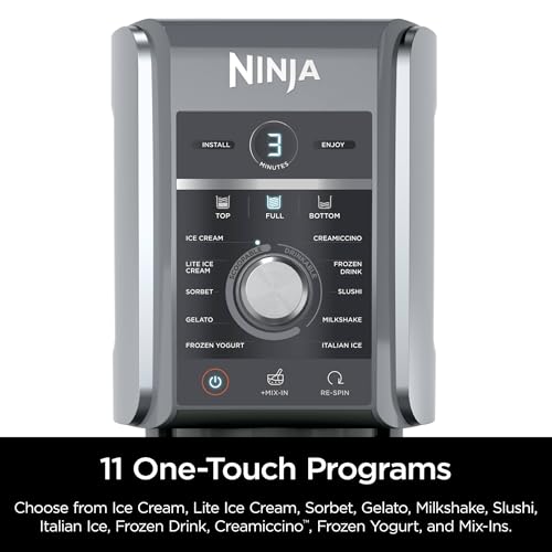 Ninja NC501 CREAMi Deluxe 11-in-1 Ice Cream & Frozen Treat Maker with 2 XL Family Size Pint Containers, Silver (Renewed)
