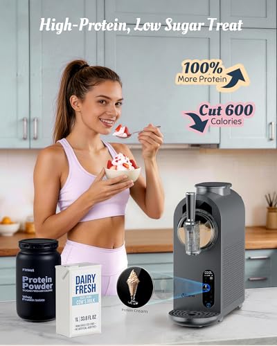 Alcarin 2 in 1 Slushie Machine & Soft Serve Ice Cream Maker, No Ice Needed, 8 Pre Sets, Frozen Drink, Protein Ice Cream, Milkshake, Frappe, Spiked, Sorbet and More
