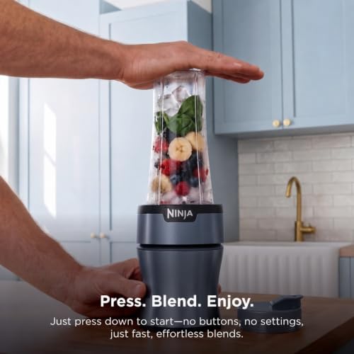 Ninja Nutri-Plus Personal Blender, 900PW, (3) 20oz Cups, Blue, BN301BLBRN